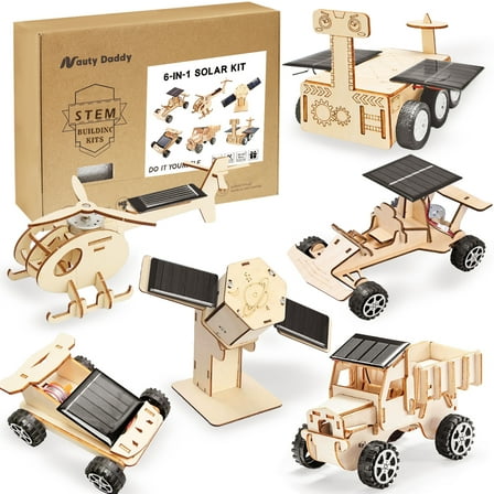 6-piece set - DIY Solar System Assembly Toys - Rotating Solar Satellite - 3D Wooden Puzzle Building Toys, STEM Education Science Model Kit, Inspire Creativity in Boys and Girls | Physics Toys