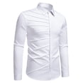 thumbnail image 2 of safuny Men's Slim Dress Shirt Solid Long Sleeve Button Down Ruched Casual Top White XXL, 2 of 8