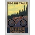 thumbnail image 1 of Eugene, Oregon - Mountain Bike - Lantern Press Artwork (16x24 Giclee Art Print, Gallery Framed, Silver Wood), 1 of 4