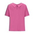 thumbnail image 4 of Besolor Women Summer Cotton Linen Tops Collared Short Sleeve Plus Size Shirts Casual Loose Solid Dressy Blouse Tunic, 4 of 6