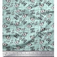 thumbnail image 1 of Soimoi Green Modal Satin Fabric Coffee & CHill Text Decor Fabric Printed Yard 42 Inch Wide, 1 of 5