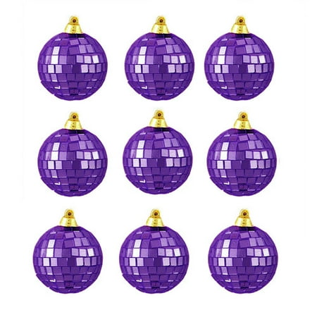 mirrored 9ct disco 40mm ornaments ball purple glass christmas