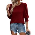 thumbnail image 2 of Women's 2025 Fashion Tops 3/4 Sleeve T-Shirts Cute Crewneck Basic Business Tees Blouses, 2 of 8
