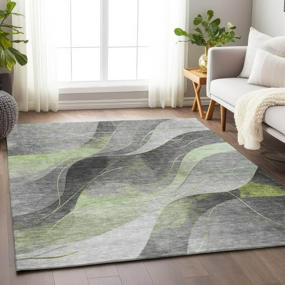 Addison Rugs Chantille Indoor/Outdoor Transitional Swirls Aloe Washable Rectangle Rug, 10' x 14'