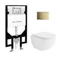 thumbnail image 6 of St. Tropez Wall-Hung Toilet Bundle 0.8/1.6 GPF Dual Flush in Glossy White with Brass Flush Plate, 6 of 12