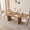 Beige Chair with Walnut Legs, variant on 70.9" Large Dining Table Set for 4, [Rounded Edges] [Fully Assembled Table Base] Modern Wood Kitchen Dinner Table with 4 Synthetic Leather Chairs(Brown Table with 4 Brown Chairs)
