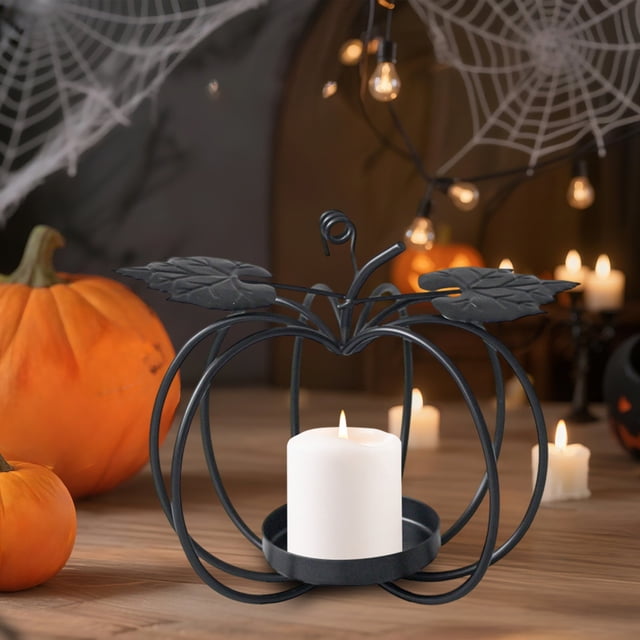 Iron Candle Holder, Metal and Iron Ornaments Golden Glass Halloween Candle Cups