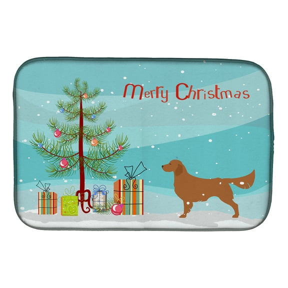 Golden Retriever Merry Christmas Tree Dish Drying Mat