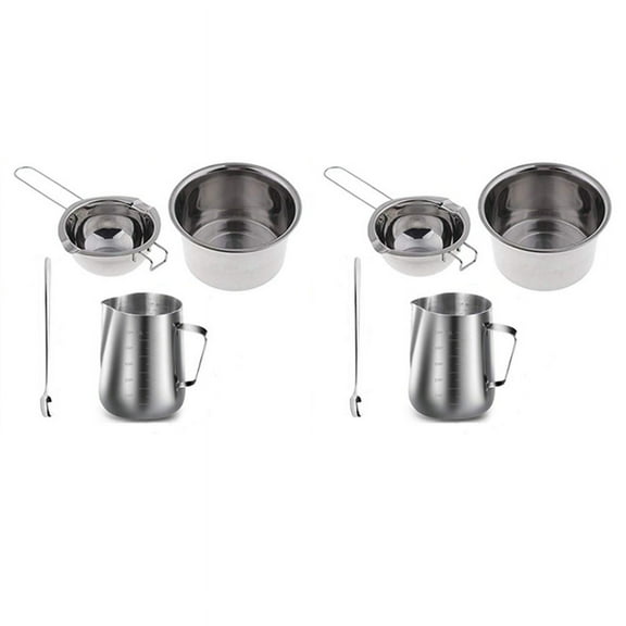 NEW 8 Set Stainless Steel Double Boiler Long Handle Wax Melting Pot, Pitcher & Mixing Spoon Candle Soap Making