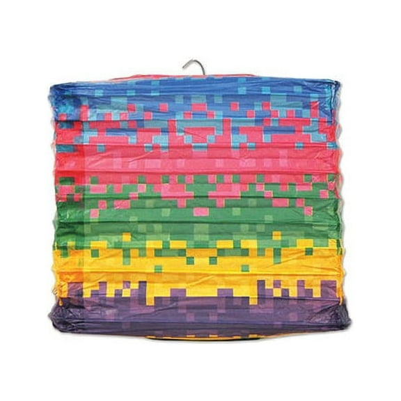 Party Central Club Pack of 12 Multi-Color Gamer 8-Bit Square Lanterns 8"