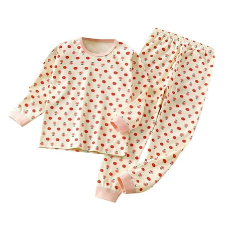 

LIhncine Toddler Baby Girls Pajama Set Children s Autumn Winter Homewear New Children s Underwear Set Cotton Baby Long Sleeve Baby Pajamas Girls Pajamas Clearance(Pink 6-7 Years)