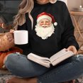 thumbnail image 5 of asdoklhq Christmas Crew Neck Sweatshirts Women's Round Neck Printed Loose Fitting Long Sleeve Hoodless Sweatshirts Black M, 5 of 7