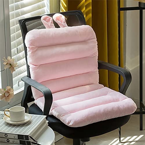 Rabbit Chair Cushion Back Support Ears Seats Cushion with Backrest, Thick  Double-Sided Chair Pads with Strap Girl Stool Cushion Student Butt Cushion  for Home Office 17inch (Grey Blue Pink) 