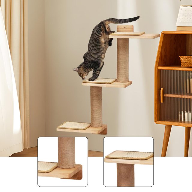 Estantes de pared para gatos, escalera para gatos, suministros para perchas, muebles para mascotas, 3 en 1, escalones para saltar, posarse, descansar,