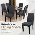 thumbnail image 2 of Keyroal Solid Color Stretch Dining Chair Covers, 4‑Pack Elastic Spandex Slipcovers, Removable Washable Wrinkle‑Resistant Chair Seat Protectors for Dining Room, Kitchen, Wedding, Hotel & Party(Grey), 2 of 8