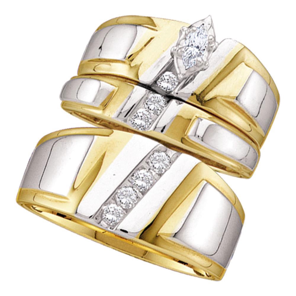 Diamond2Deal 14kt Yellow Gold His & Hers Marquise