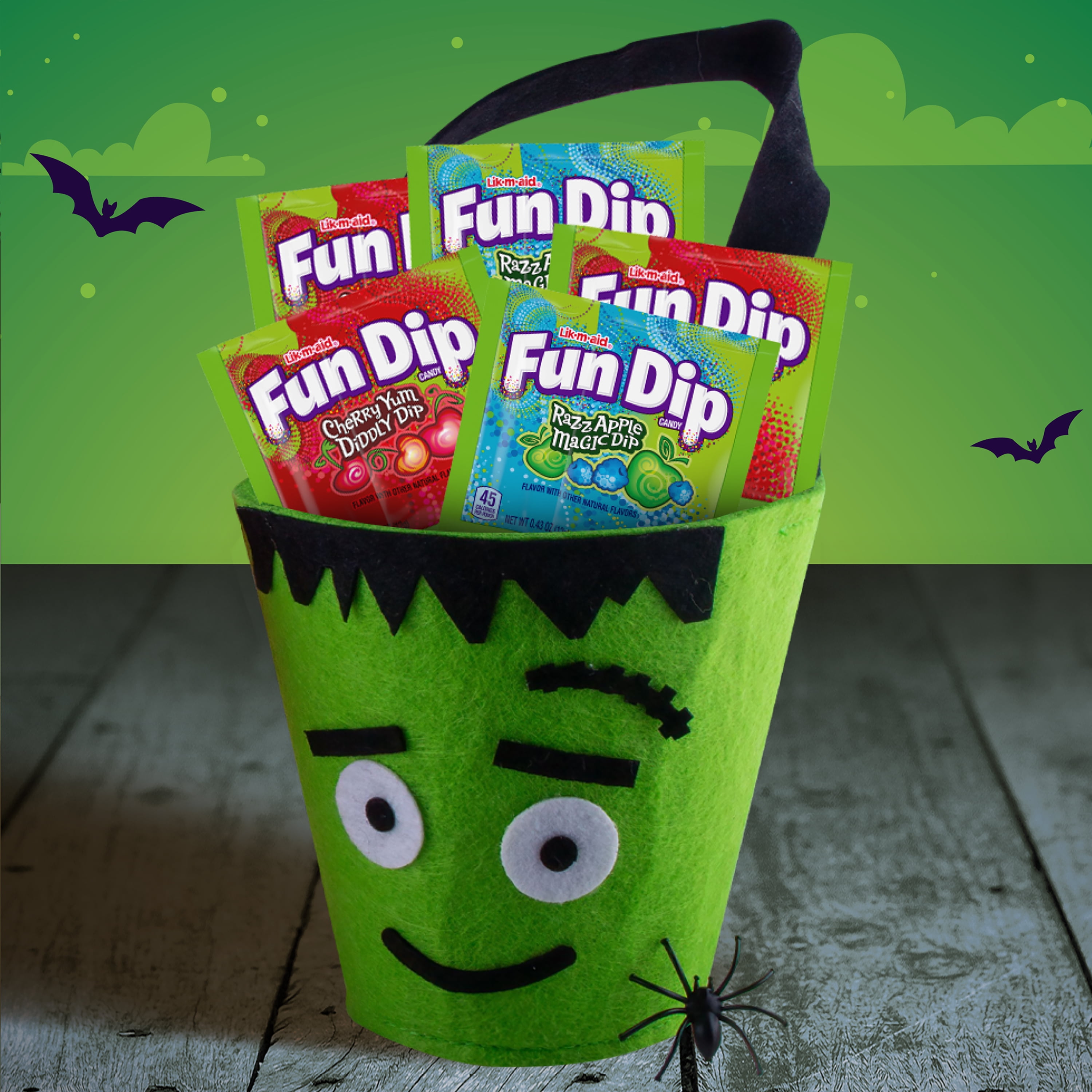 Fun Dip Razz Apple Magic Dip & Cherry Yum Diddly, Halloween Candy, 44 Count, 18.9 oz Box