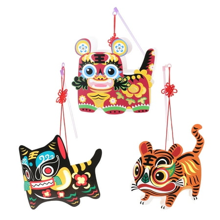 

NUOLUX 3 Sets Cartoon Double Sides Tiger Shape Projecting Paper Lamp Making Materials