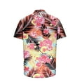 thumbnail image 4 of Njoeus Gym Tops Big & Tall Tops Men's Hawaiian Floral Print Shirts Short Sleeve Button Up T-Shirt Casual Beach Vacation Summer Tops for Men Big & Tall Sizes S-5Xl Summer Tops for Teens, 4 of 5