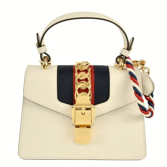 Pre-Owned GUCCI Sylvie Handbag Leather 470270 White Women's (Good)
