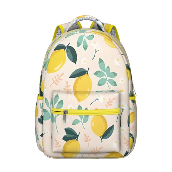 Lemon Print Laptop Backpack - Spacious & Durable School Bookbag for High School & University, Stylish Citrus Design Backpack, Great Gift Idea
