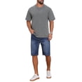 thumbnail image 2 of INSPIRE CHIC Men's Retro Distressed Crew Neck Short Sleeve Solid T-Shirts XL Gray, 2 of 5