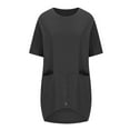 thumbnail image 6 of Women's Fashion 2024 Y2K Tops Dressy Casual Comfy Casual Shirts Round Neck Blouse Short Sleeve Tunic Tops for Lady Loose Fit Flowy Solid Color Vintage Summer Clothes for Teen Girls Black T Shirts L, 6 of 6