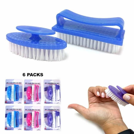 

12 PC Nail Brush Set Cleaning Scrub Manicure Pedicure Fingernail Brushes Toes