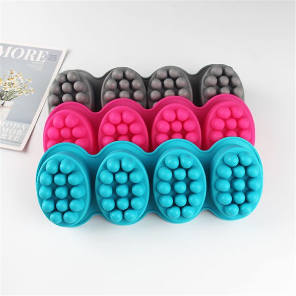 4 moldes para barras de masaje para cavidades para jabón, chocolate y fondant caseros - moldes flexibles de silicona para hornear, antiadherentes y reutilizables