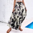 thumbnail image 5 of Women's Boho Skirt Waisted Drawstring Pleated A Line Skirts Flowy Vacation Beach Long Skirts, 5 of 5