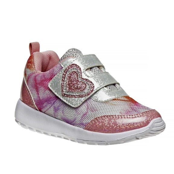 Laura Ashley Hook and Loop Closure Girl Sneakers, Pink Silver, Size: 8