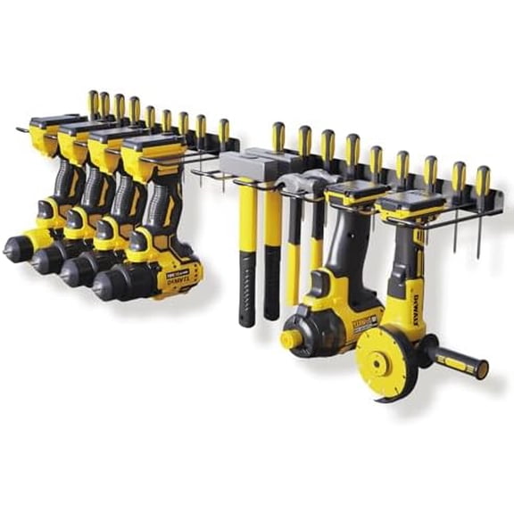 2 Pack Drill Holder, Power Tool Organizer Wall Mount, Heavy Duty Garage Storage and Tool Organizer, Ideal Garage Organization Gifts for man, 8 Slots for Power Tools and 32 Screwdriver Rack
