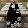 thumbnail image 4 of White Dandelion Table Runner - 70 Inch Long Spring Flowers Botanical Vintage Black Cotton and Linen Blended Dress Scarves Farmhouse Table Runner for Kitchen Dining, Coffee Table, 13" x 70", 4 of 8