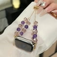 thumbnail image 3 of Dwitch Handmade Beaded Bracelet Apple Watch Band, Clear Sparkling Crystals Elastic Replacement Strap, Compatible with 38mm/40mm/41mm Series 8/7/SE/6/5/4/3/2/1 iWatch Bands,Purple, 3 of 8