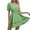 Green, variant on QUYUON One Shoulder Dresses for Women Casual Summer Short Sleeve Mini Dress Solid Color Elastic Waist Ruffle Tiered Pleasted A-Line Babydoll Dress Short Beach Sundress Style D-1926 Black L