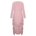 thumbnail image 6 of Fesfesfes Women Dress Casual Solid Round Neck Irregular Ruffle Ruched Long Sleeve Dresses or, 6 of 9