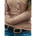thumbnail image 4 of Gvmfive Women Long Sleeve Buttons Tops Shirt V-Neck Solid Color Blouse, 4 of 4