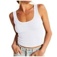 thumbnail image 1 of MIASHUI Women's Knit Ribbed Basic Tank Tops Scoop Neck Sleeveless Casual Crop Tee,White,L, 1 of 6
