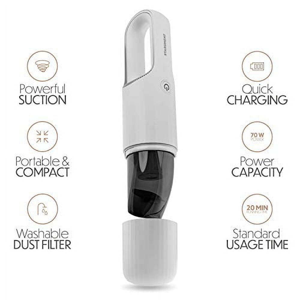 Portable Vaccum Cleaner - Hand Vacuum Cleaner Handheld Cordless Cleaner - Starument - WHITE