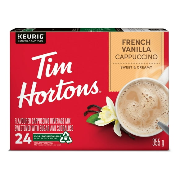 Tim Hortons French Vanilla Cappuccino K-Cup 24ct (Sweet & Creamy), TH FV Cappuccino K-Cup 24ct