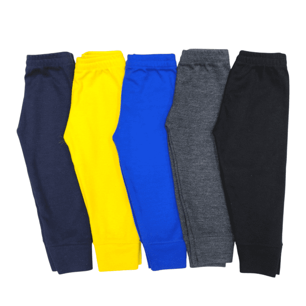 Paquete con 5 Pantalones Suaves para Bebé Niño combinación de colores fuertes, Baby Planet México, Talla 12 a 18 Meses, 100% Algodón.