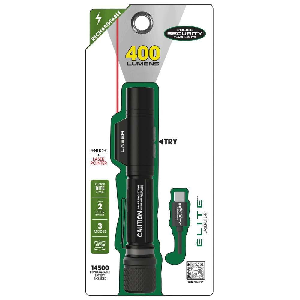Police Security Laserlite-R 400 Lumens Battery Powered Rechargeable Flashlight