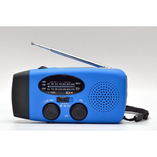 Miniradio de emergencia recargable con energía solar enlatada a mano con función de iluminación