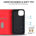 thumbnail image 5 of Funda antirrobo con cierre magnético para iPhone 13 Mini, compatible con carga magnética, piel sintética y TPU, diseño tipo cartera, ranuras para tarjetas, 5 of 5