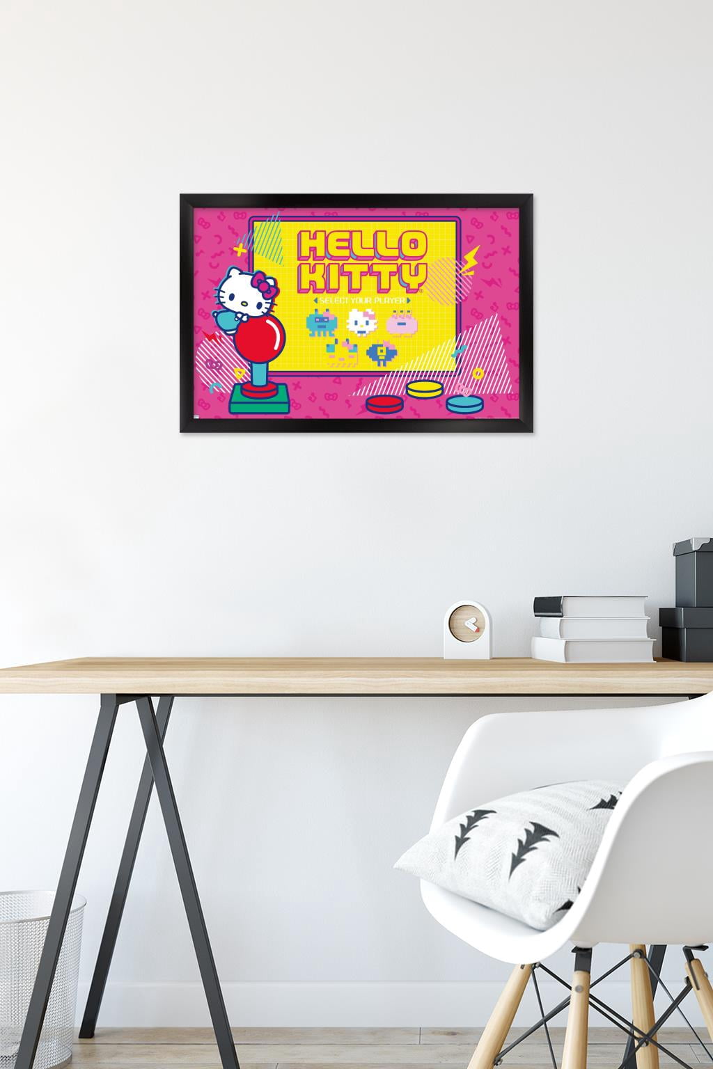 Hello Kitty - Kawaii Arcade Wall Poster, 14.725" x 22.375" Framed