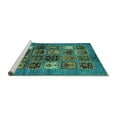 thumbnail image 2 of Ahgly Company Machine Washable Indoor Round Abstract Turquoise Blue Modern Area Rugs, 6' Round, 2 of 4