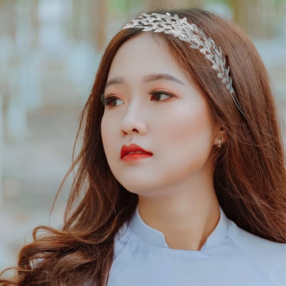 HEANUJJ Silver Alloy Leaf Hairband 1Pc Lightweight Bridal Headband Party Hair Accessory for Women