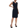 thumbnail image 2 of Women's Knee Length Pencil Dress Sleeveless V Neck 2025 Summer Office Work Bodycon Dresses S Navy Blue, 2 of 5