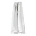 thumbnail image 3 of BiZtdJrK Mens Wide Leg Sweatpants Drawstring Elastic Waist Baggy Fashion Summer Trousers Hip Hop Y2k Street Sweatpant with Pockets White M, 3 of 10