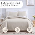 thumbnail image 3 of Oversized Square Stitched Solid Embroidered 3-Piece Quilt Set by Southshore Fine Linens, 3 of 10